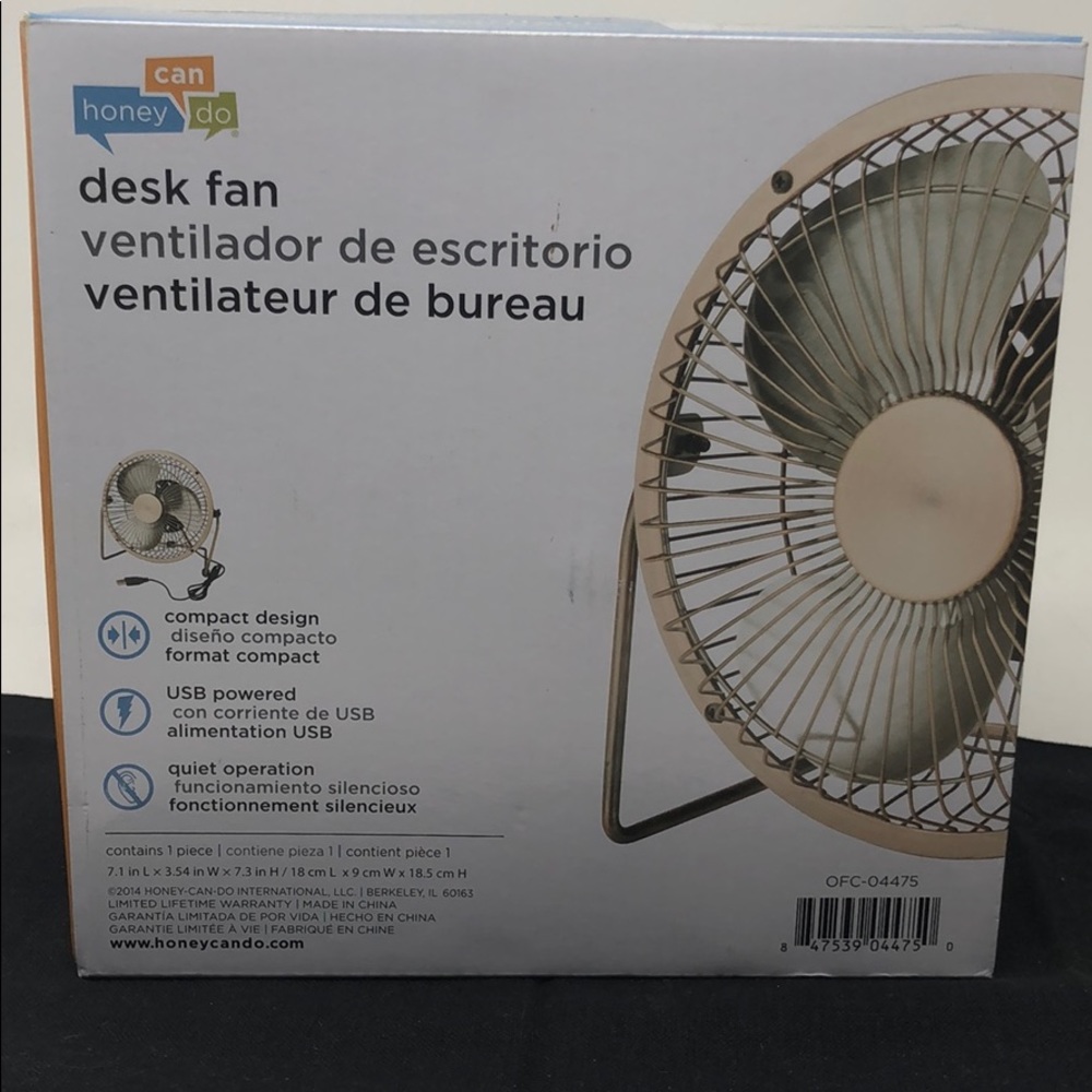 New USB powered Desk Fan in Antique Brass